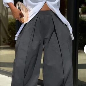 Elegant Gray Women's Wide-Leg Pants